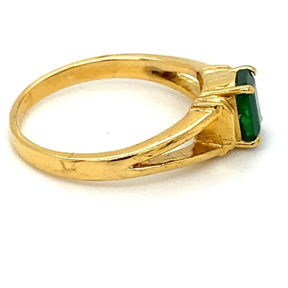 Certified Emerald .87ct Solid 18K Yellow Gold Ring - Picture 3 of 8